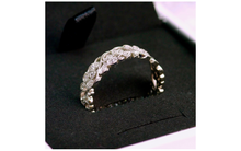 5mm 9ct Real White GOLD Created DIAMOND Handmade Leaf Eternity Wedding Band Ring