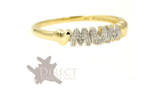 9ct REAL GOLD GENUINE White DIAMOND MUM Ring Mother Gifts Full Size HIJ-TUV