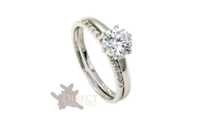 9ct White GOLD Created DIAMOND Solitaire ENGAGEMENT Ring Bridal Set Full SZ H-V