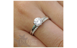 9ct White GOLD Created DIAMOND Solitaire ENGAGEMENT Ring Bridal Set Full SZ H-V