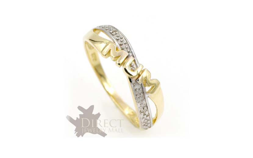 9ct  REAL GOLD GENUINE DIAMOND MUM Ring Mother Gifts Full Size HIJ-TUV