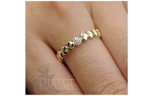 9ct GOLD GENUINE DIAMOND Eternity HEART Wedding Ring Full Size Valentine Gifts