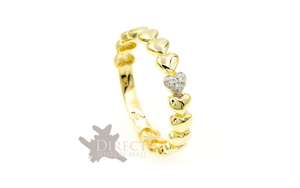 9ct GOLD GENUINE DIAMOND Eternity HEART Wedding Ring Full Size Valentine Gifts