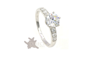9ct REAL White GOLD Created DIAMOND Wedding ENGAGEMENT Ring Full Size HIJ-TUV
